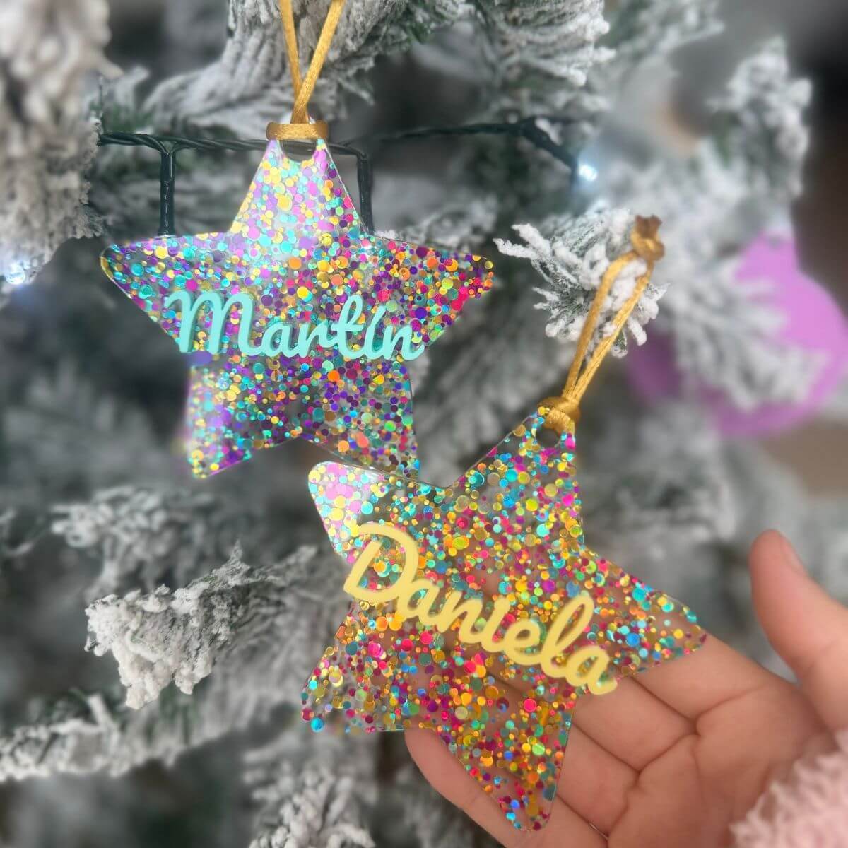 Estrella confeti personalizada de Navidad con nombre Estrella navideña personalizada para decorar el árbol Estrella de Navidad personalizada con nombre Estrella confeti navideña con nombre personalizado Adorno de Navidad personalizado para el árbol Estrella personalizada para árbol de Navidad