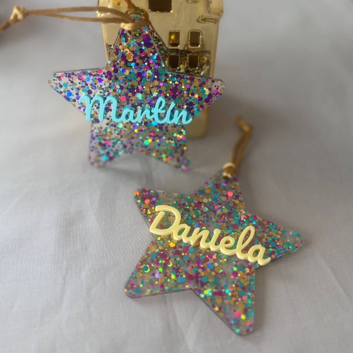 Estrella confeti personalizada de Navidad con nombre Estrella navideña personalizada para decorar el árbol Estrella de Navidad personalizada con nombre Estrella confeti navideña con nombre personalizado Adorno de Navidad personalizado para el árbol Estrella personalizada para árbol de Navidad