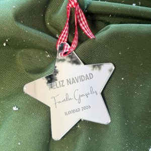 Estrella de Navidad espejo personalizada con nombre Estrella espejo personalizada para árbol de Navidad Adorno de Navidad en metacrilato espejo personalizado Estrella navideña espejo con nombre personalizado Estrella personalizada de Navidad para decorar el árbol Adorno estrella espejo personalizado para Navidad
