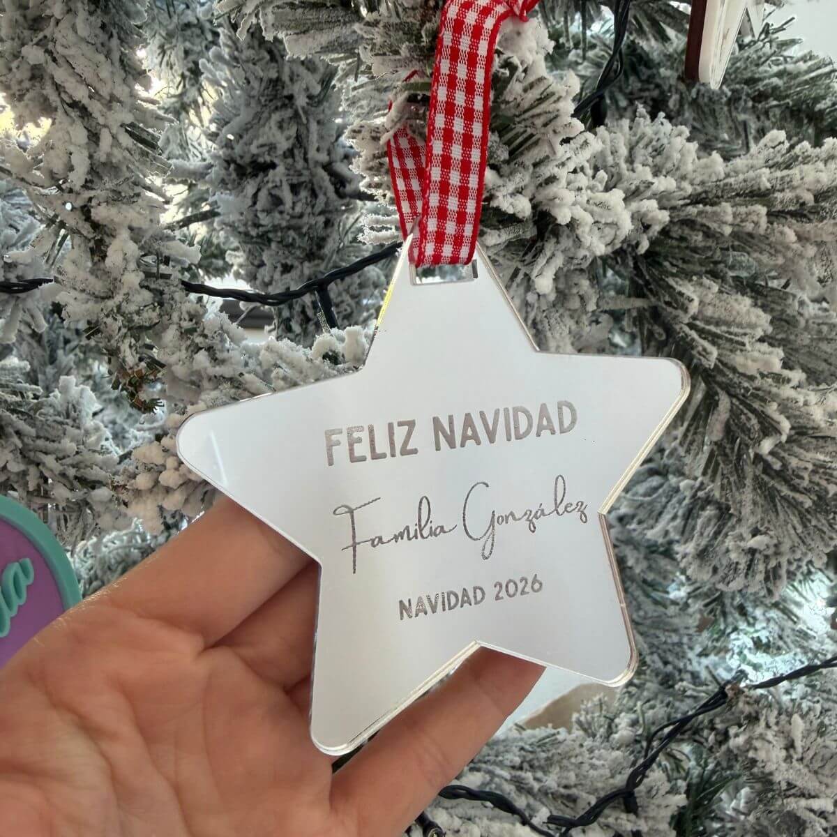 Estrella de Navidad espejo personalizada con nombre Estrella espejo personalizada para árbol de Navidad Adorno de Navidad en metacrilato espejo personalizado Estrella navideña espejo con nombre personalizado Estrella personalizada de Navidad para decorar el árbol Adorno estrella espejo personalizado para Navidad